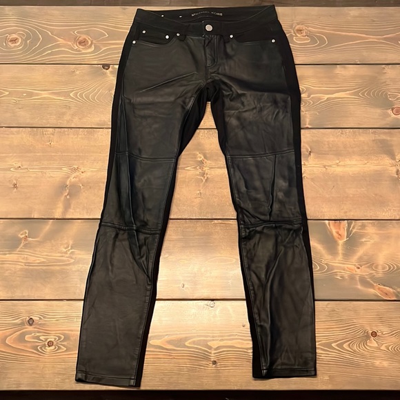 Michael By Michael Kors Black Denim with Leather Paneling on the front. - Picture 1 of 3